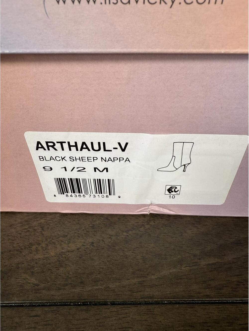 NWB Lisa Vicky Arthaul-V Black Sheep Nappa Stiletto Heel Boots 9.5 - Picture 5 of 8
